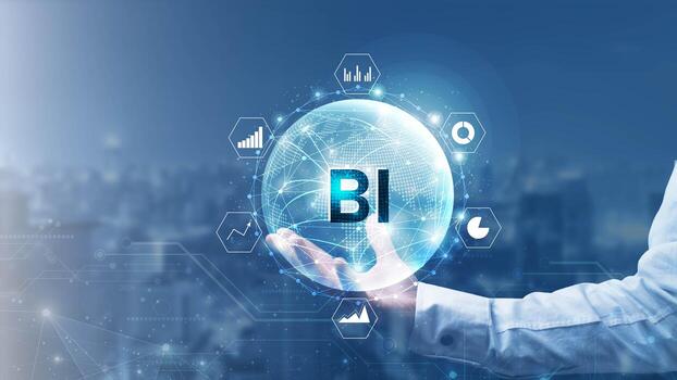 Business intelligence dashboards on screens